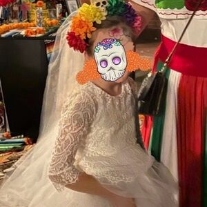White Lace Costume For Girls Halloween Día de los Muertos, Ghost Bride